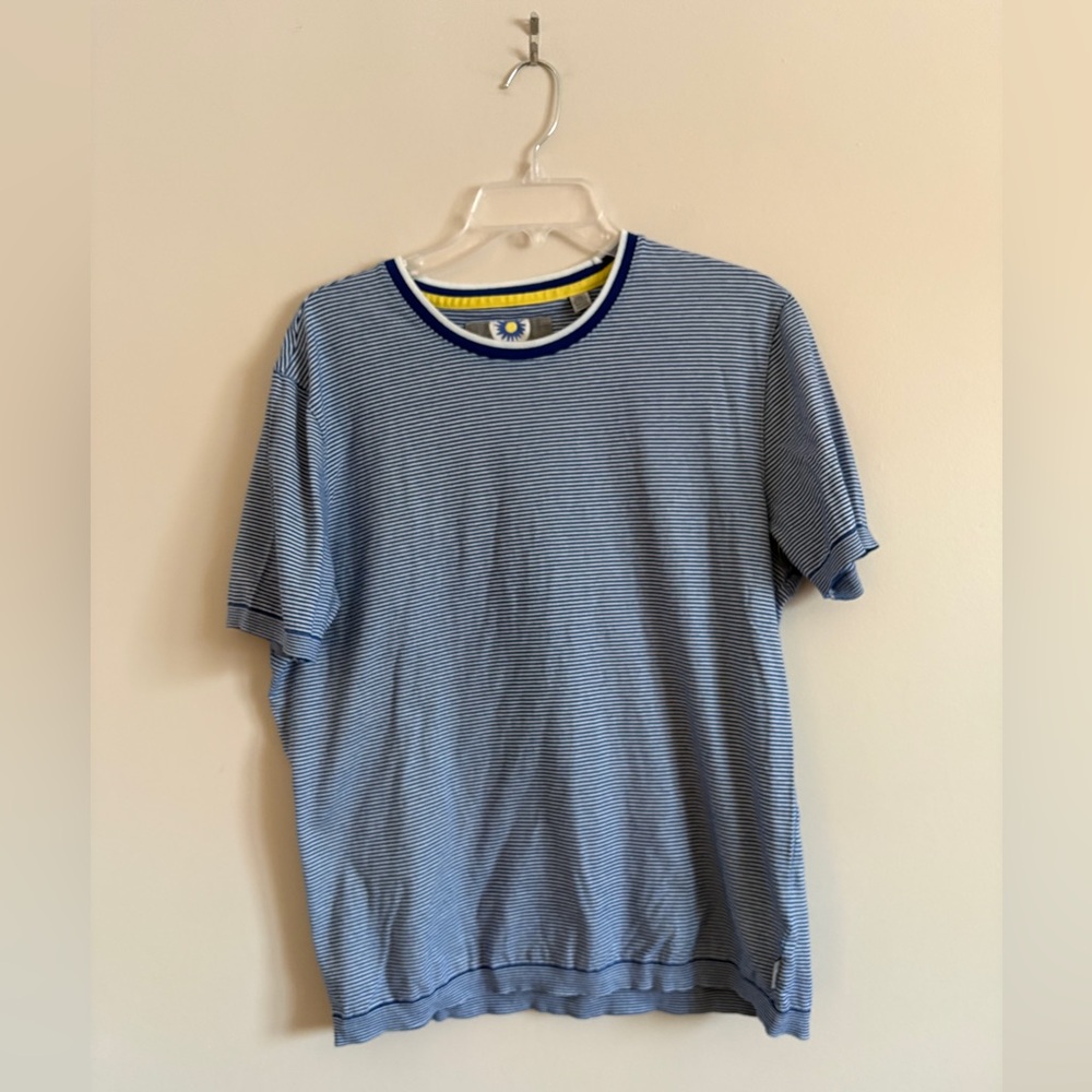 Ted Baker London Men’s Striped Tshirt US XL UK 5 Blue White 100% Cotton